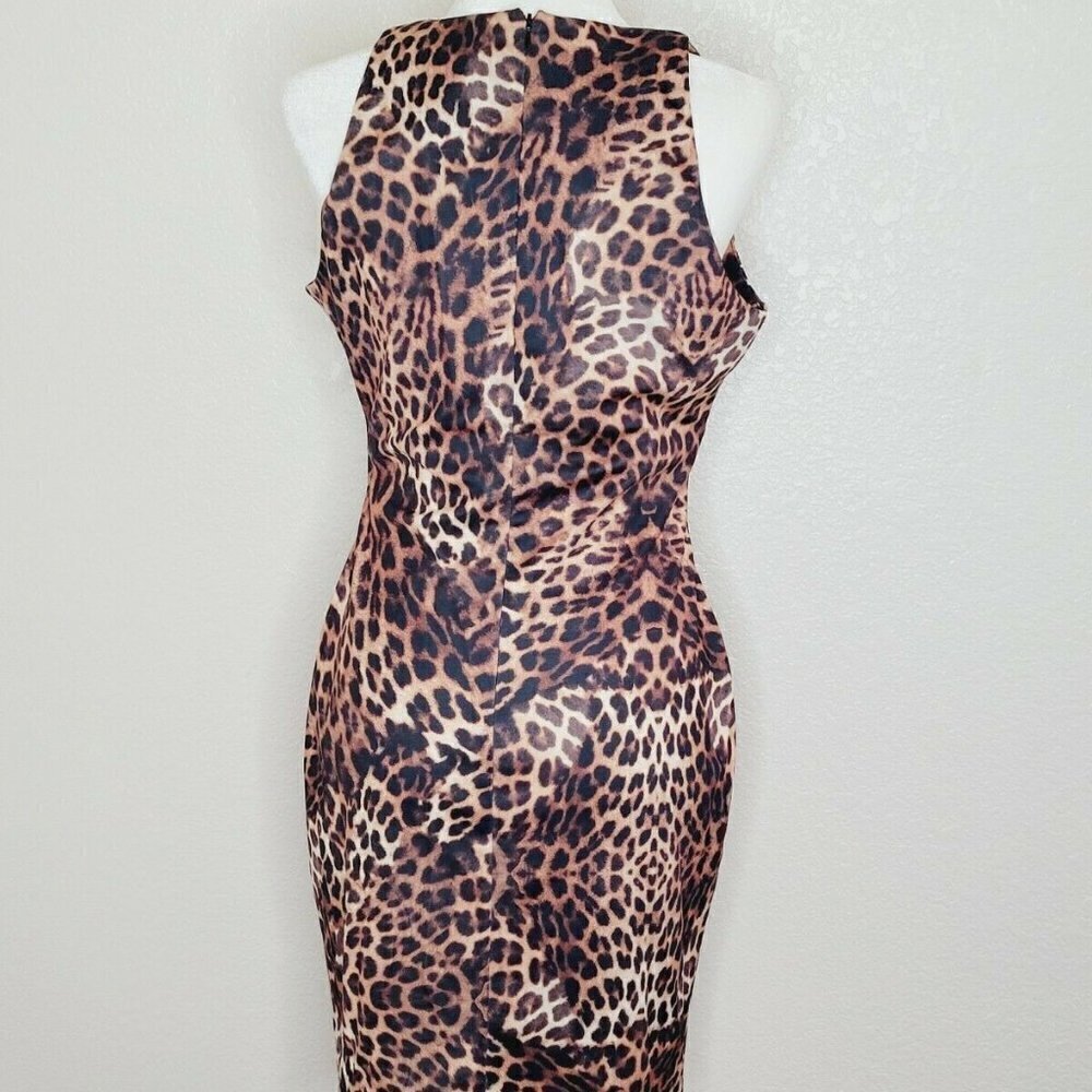 Alexia Admor Daphne Jewel Neck Leopard Print Fitted Mini Dress Size Medium NWT - Picture 4 of 11